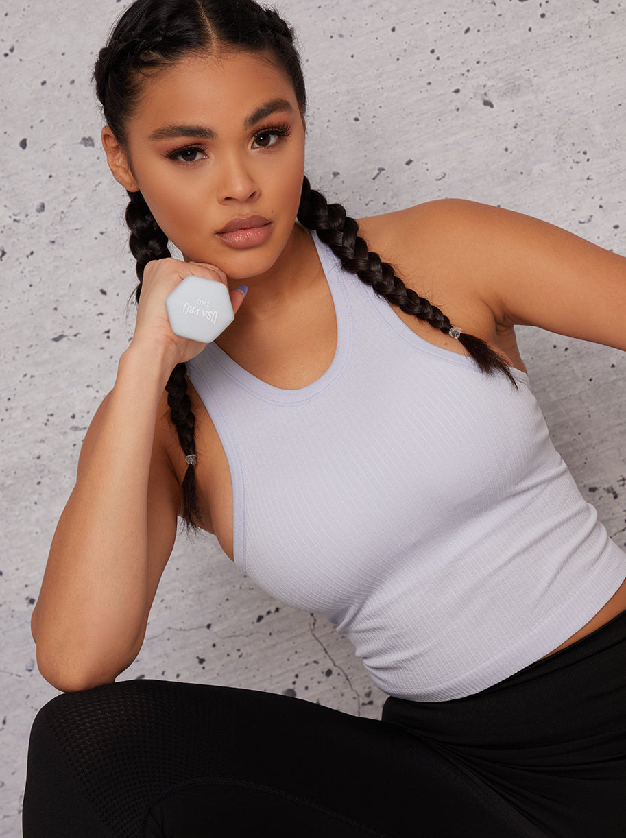 Racer Back Sports Top in White