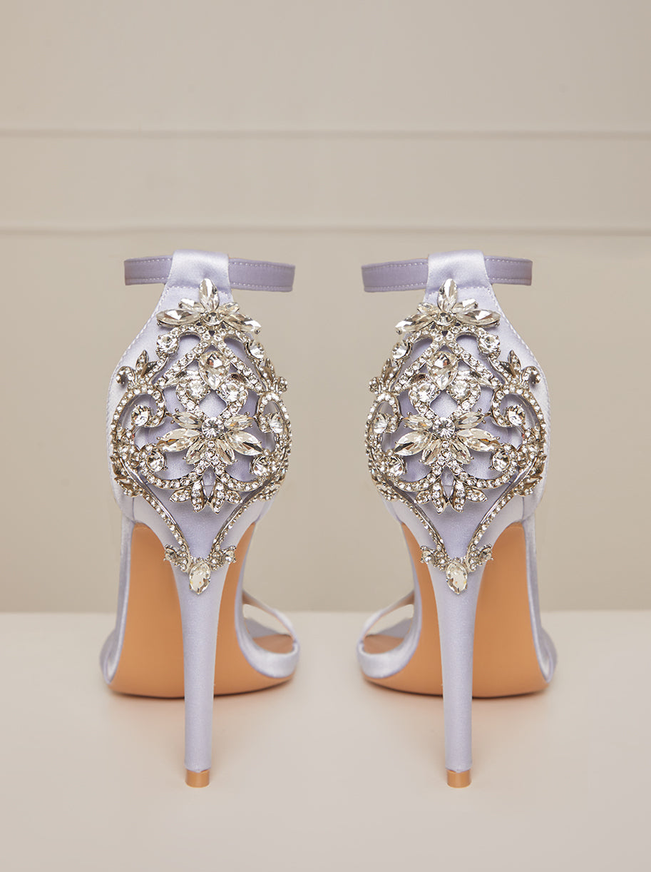 Embellished Stiletto Heel Sandals in Blue