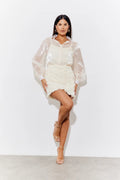 In The Style 3D Floral Mini Skirt in Cream