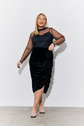 Black Velvet Midi Skirt